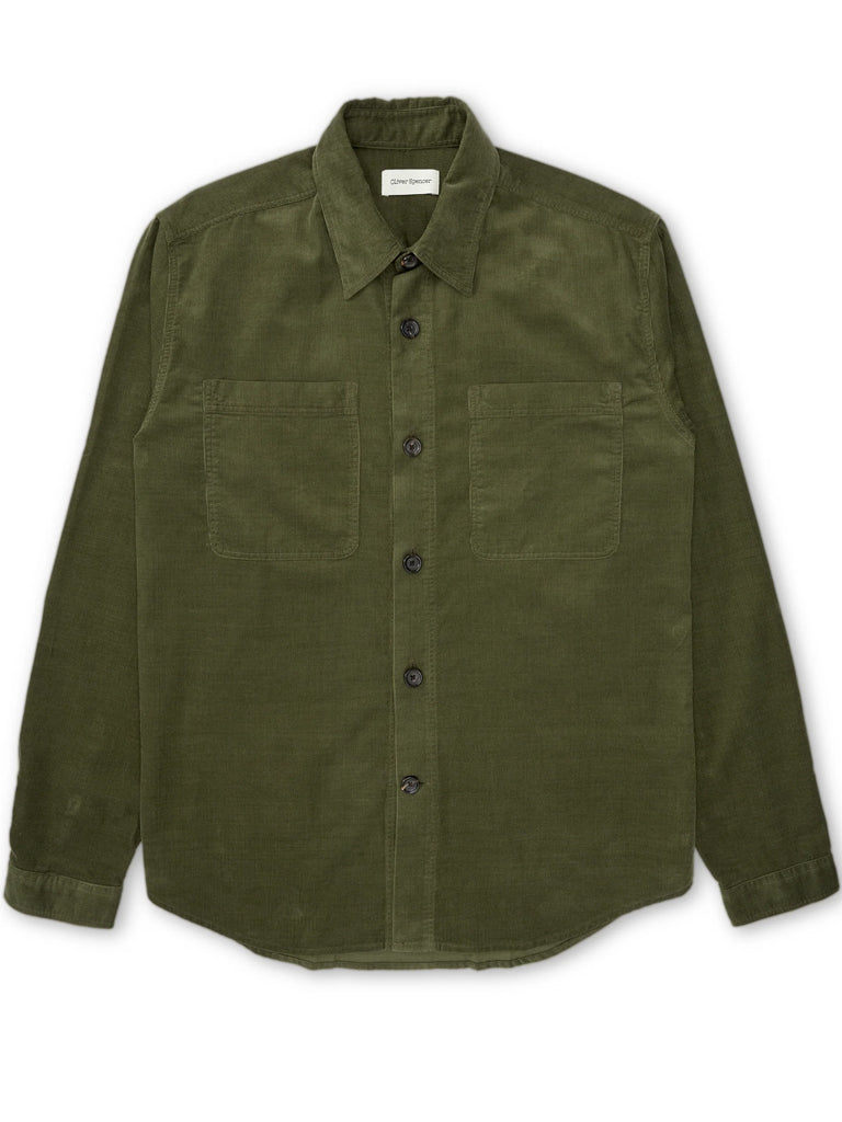 Oliver Spencer Treviscoe Shirt in Mersey Cord Green