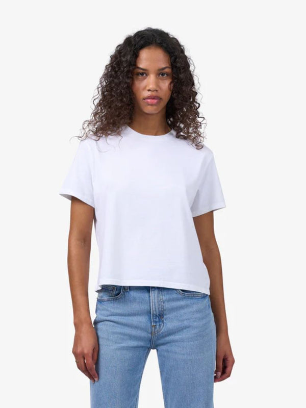 Colorful Standard Organic Boxy Crop T-Shirt in Optical White