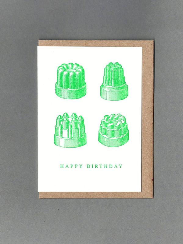 Passenger Press Jelly Moulds Happy Birthday Card in Green