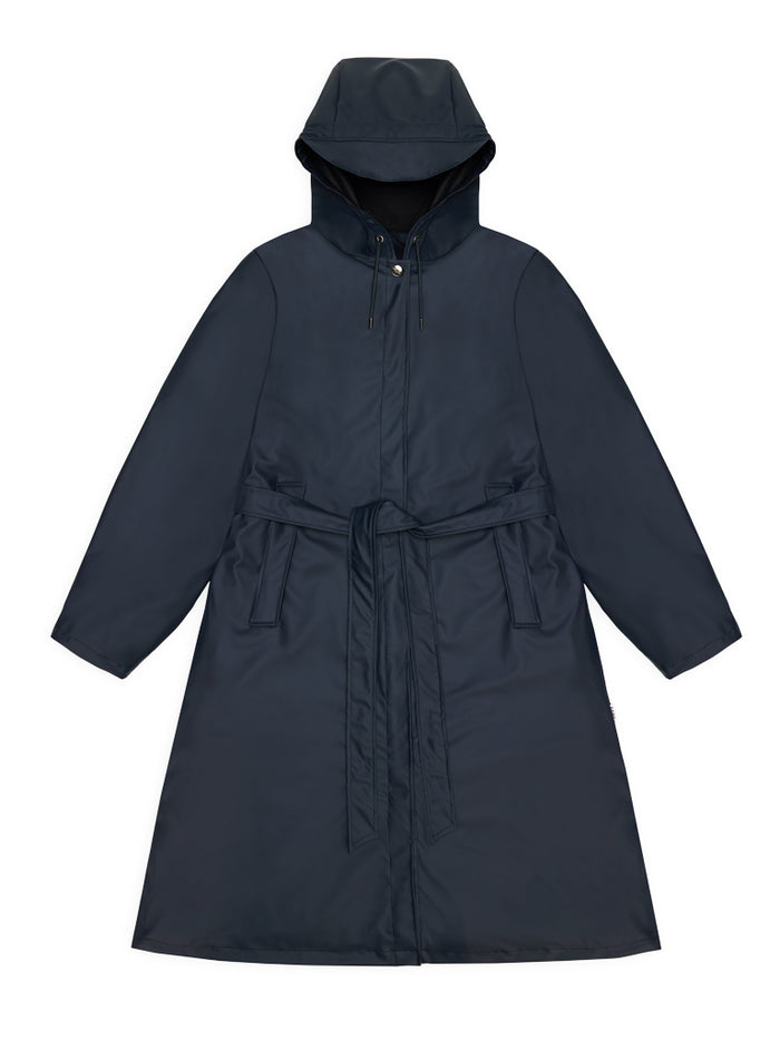 Rains long jacket navy sale