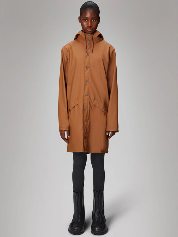 Rains Long Jacket in Rust