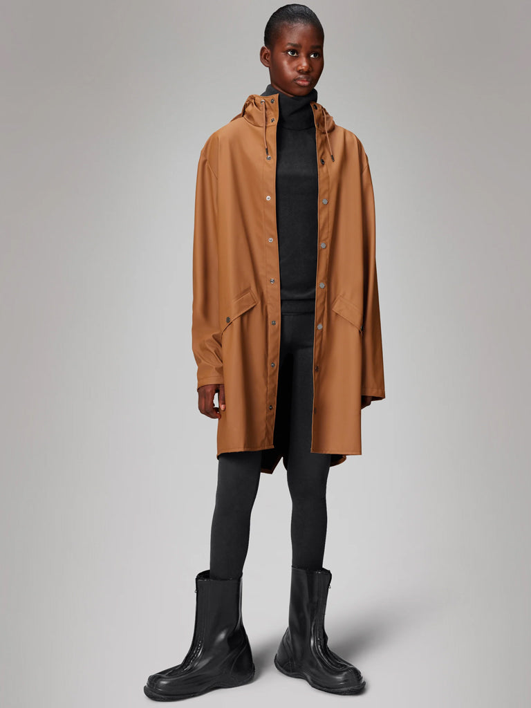 Rains Long Jacket in Rust