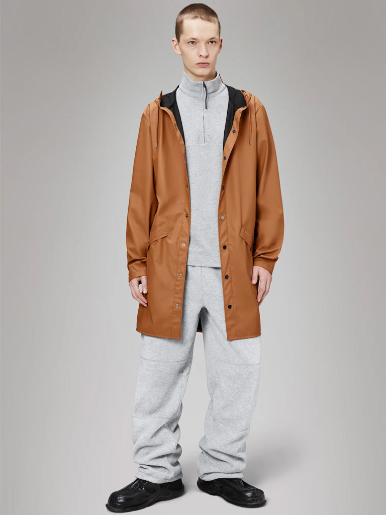 Rains Long Jacket in Rust