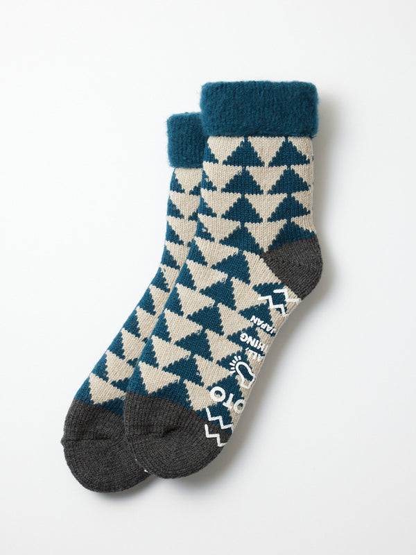 Rototo Comfy Room Socks in Blue Green Charcoal