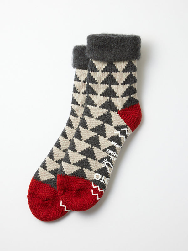 Rototo Comfy Room Socks in Charcoal Red