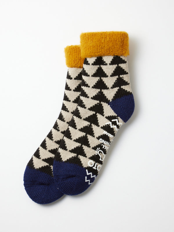 Rototo Comfy Room Socks in Gold Black Navy