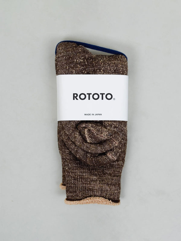 Rototo Double Face Socks in Black Brown