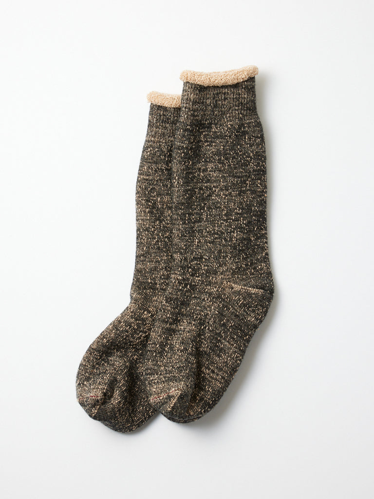 Rototo Double Face Socks in Black Brown