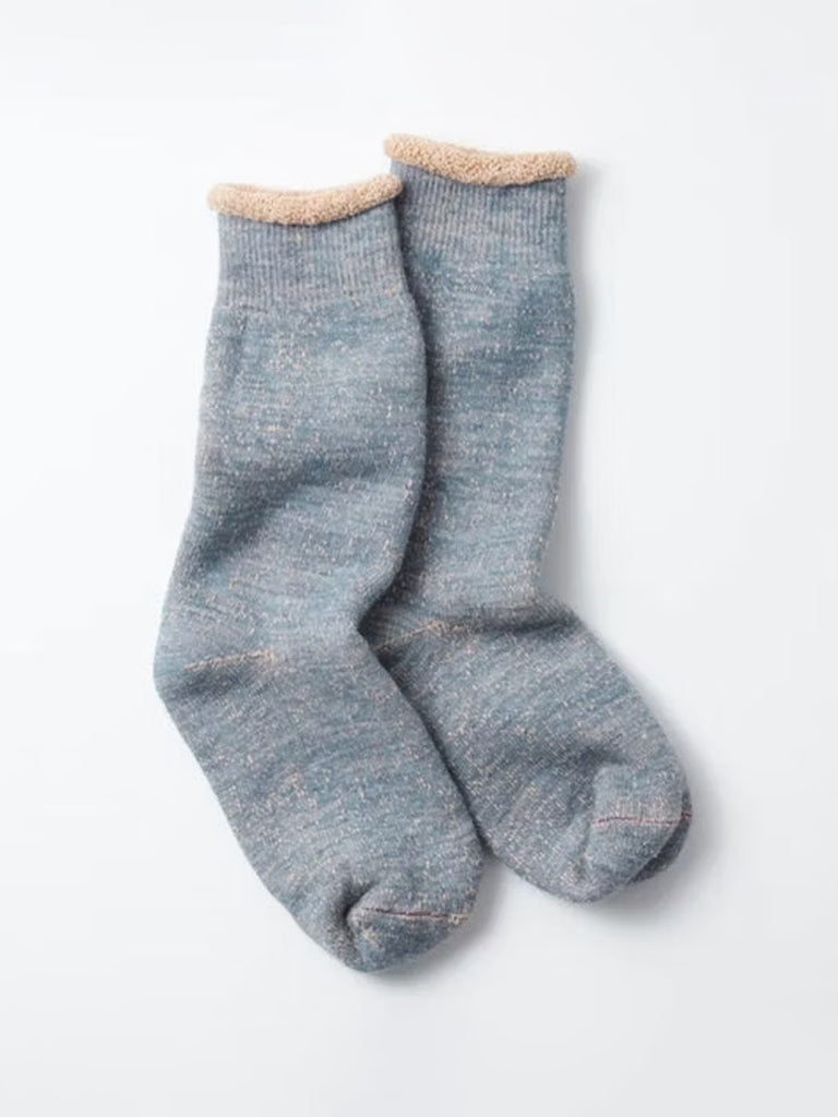 Rototo Double Face Socks in Blue Brown