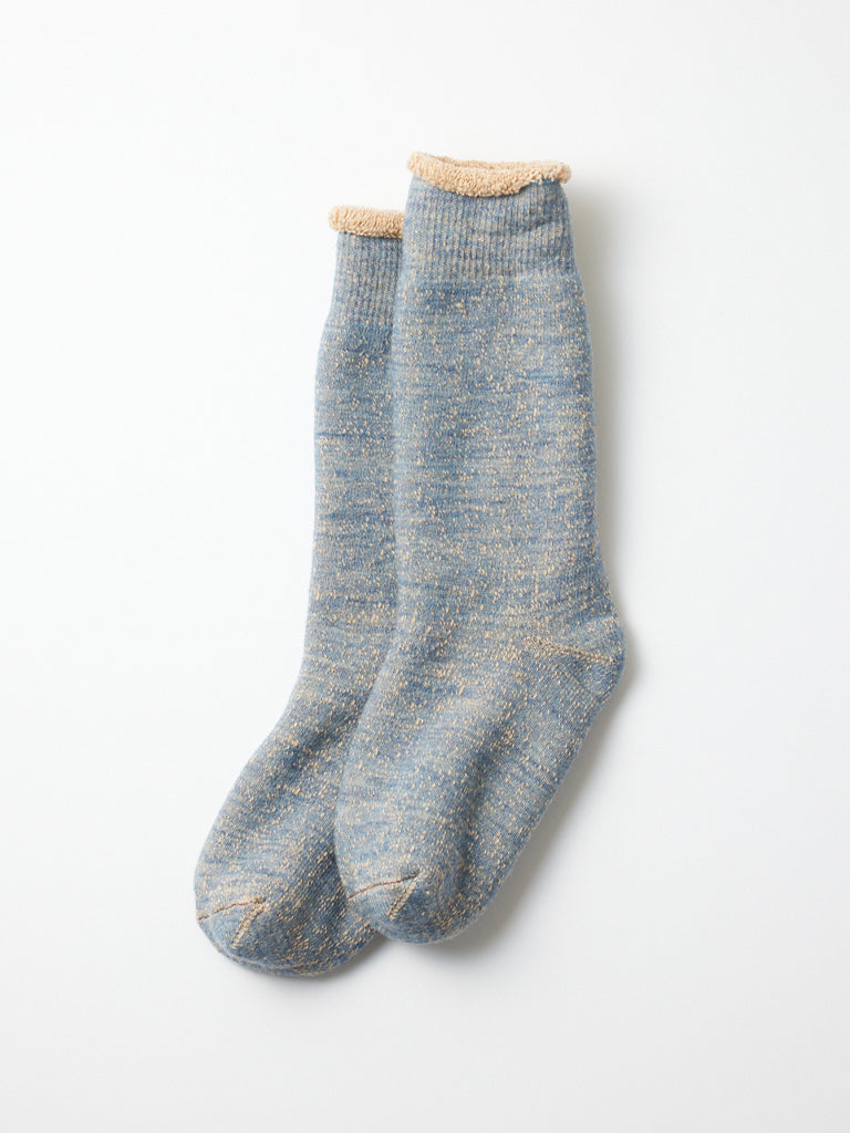 Rototo Double Face Socks in Blue Brown