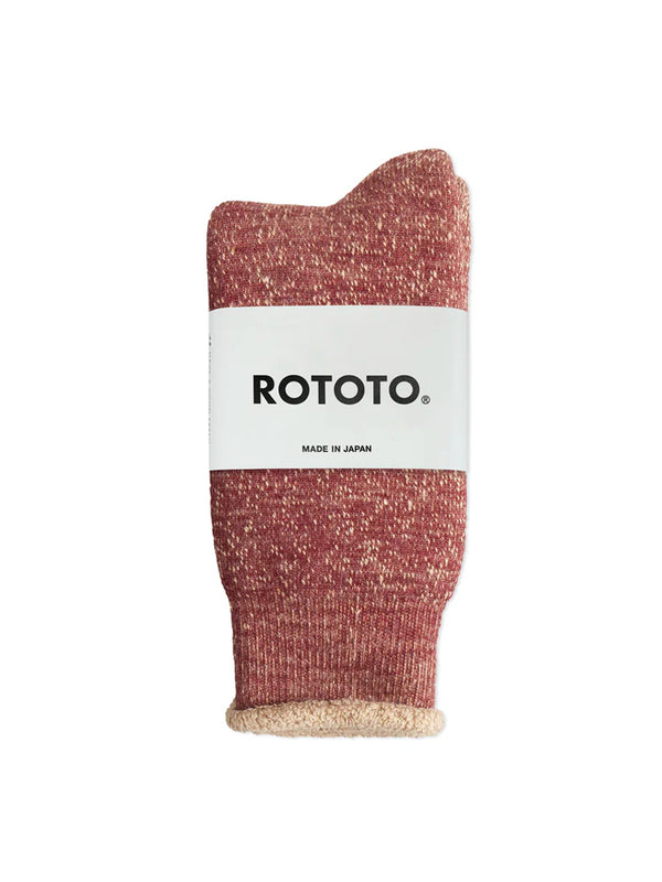 Rototo Double Face Socks in Red Brown