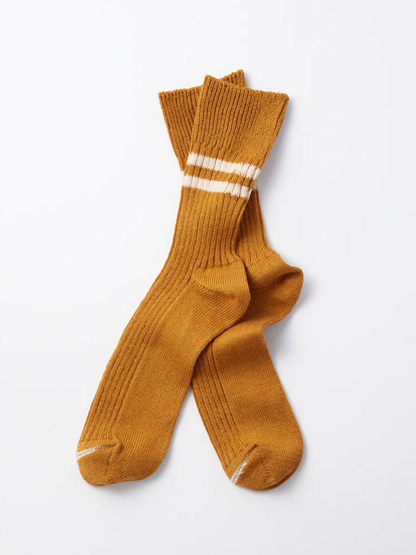 Rototo Organic Stripe Sock in Sunset Gold White Sand