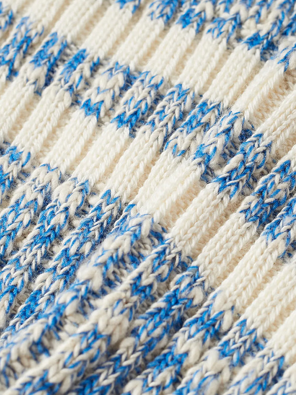 Rototo Organic Slub Stripe Sock in Blue