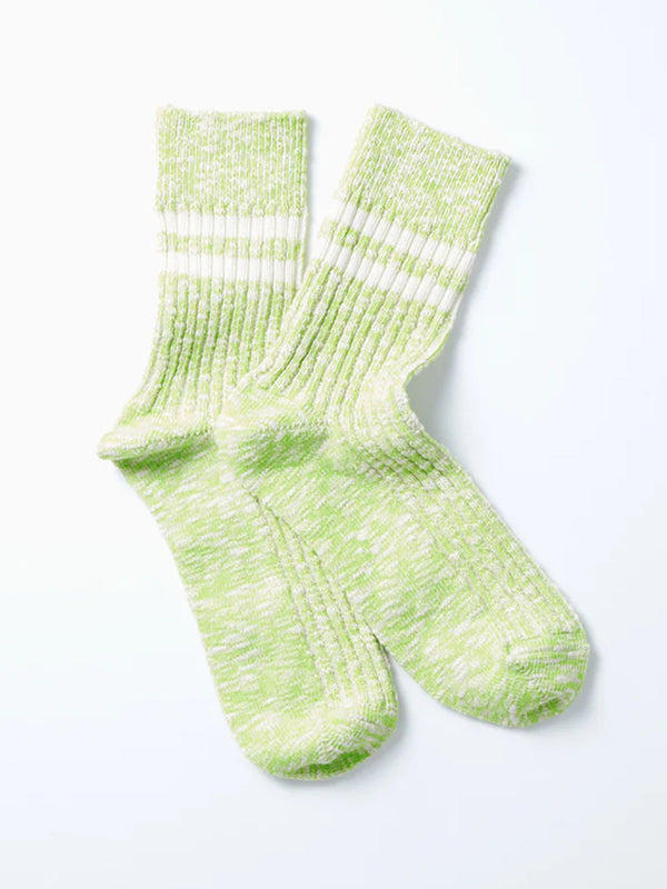 Rototo Organic Slub Stripe Sock in Lime