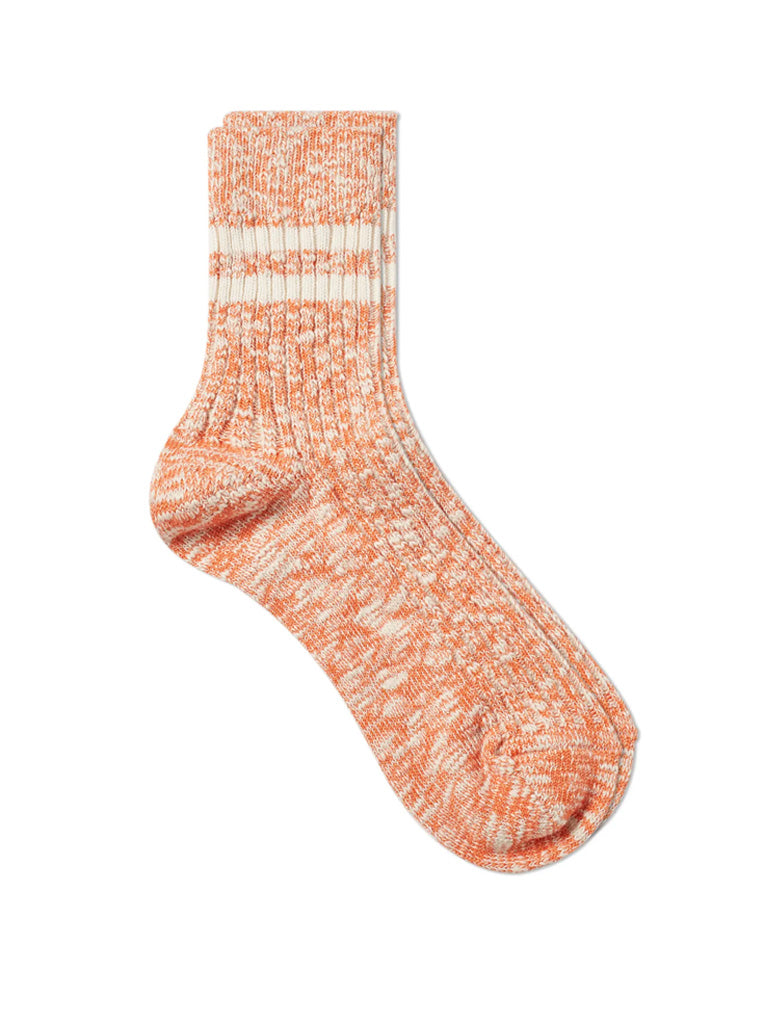 Rototo Organic Slub Stripe Sock in Orange