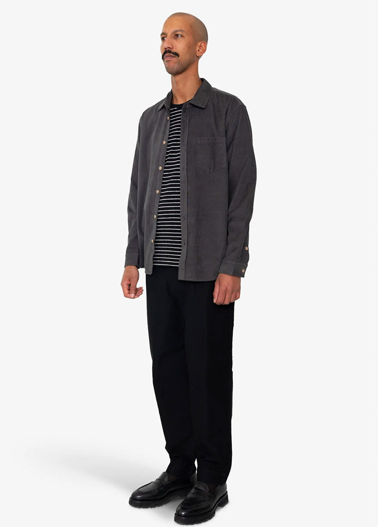 Folk Direction Babycord Shirt in Charcoal