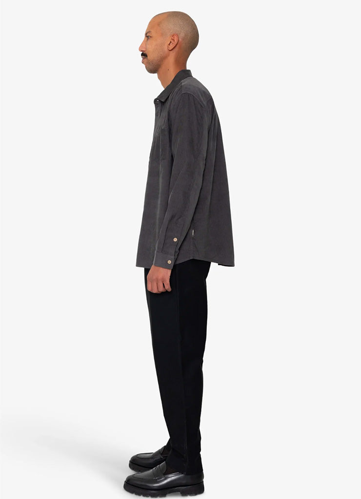 Folk Direction Babycord Shirt in Charcoal