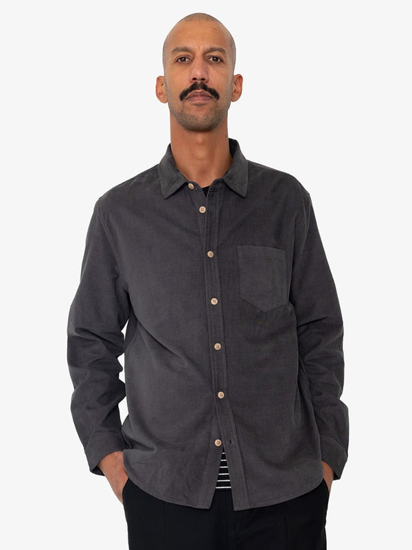 Folk Direction Babycord Shirt in Charcoal