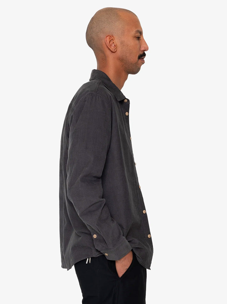 Folk Direction Babycord Shirt in Charcoal