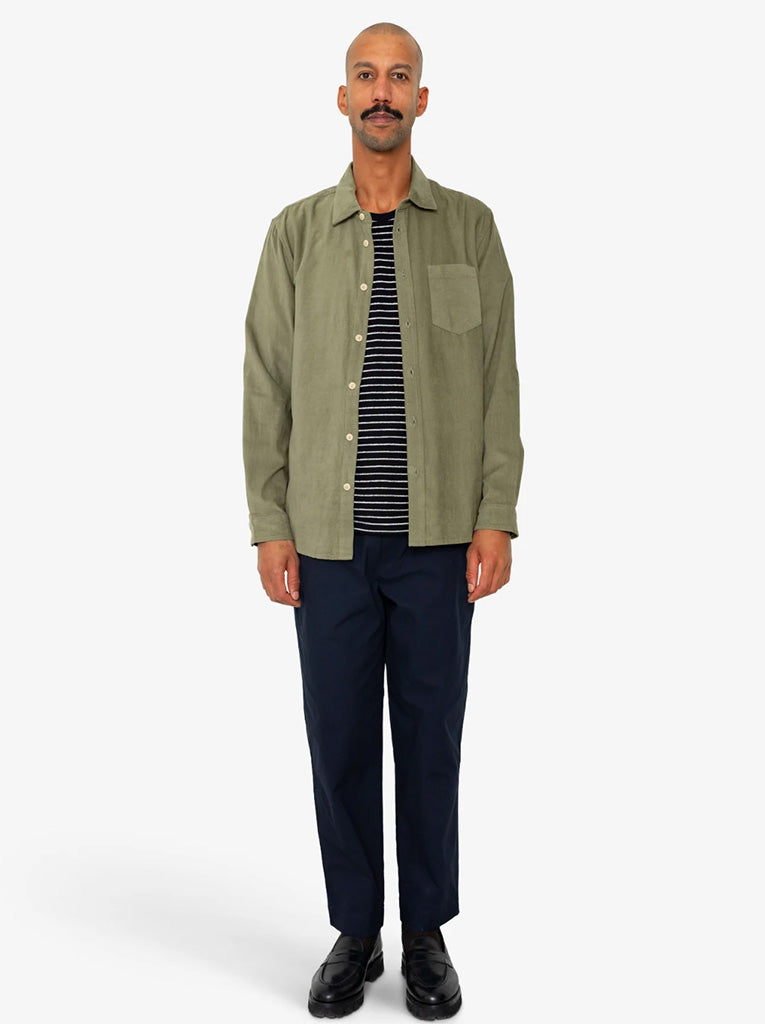 Folk Direction Babycord Shirt in Olive
