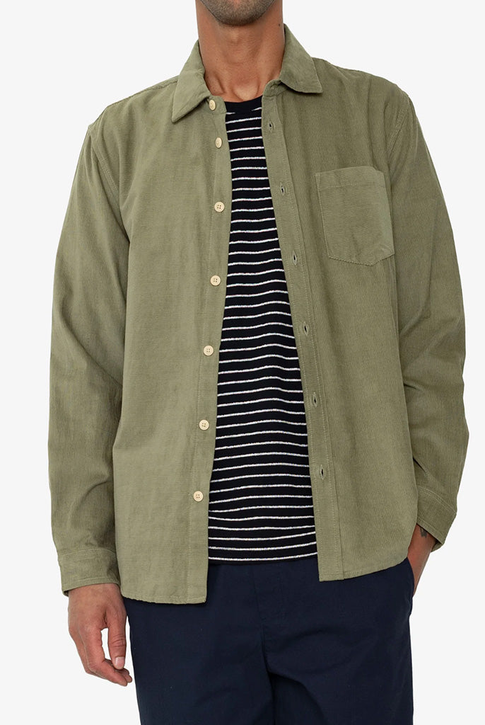 Folk Direction Babycord Shirt in Olive