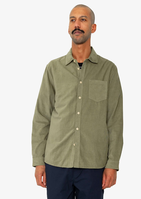 Folk Direction Babycord Shirt in Olive