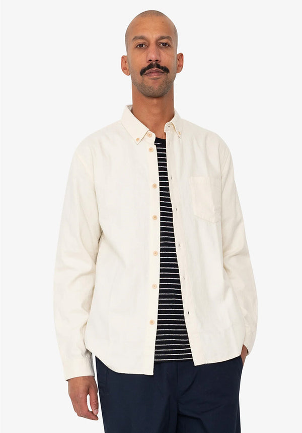 Folk Relaxed Fit Shirt in Ecru Flannel