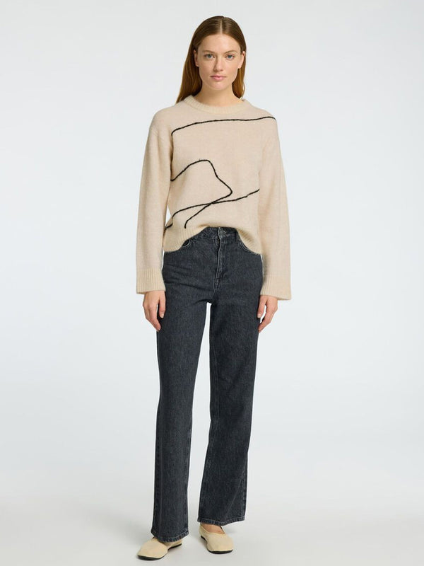 Selected Femme Abstract Sweater in Birch Black