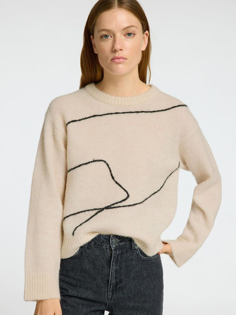 Selected Femme Abstract Sweater in Birch Black