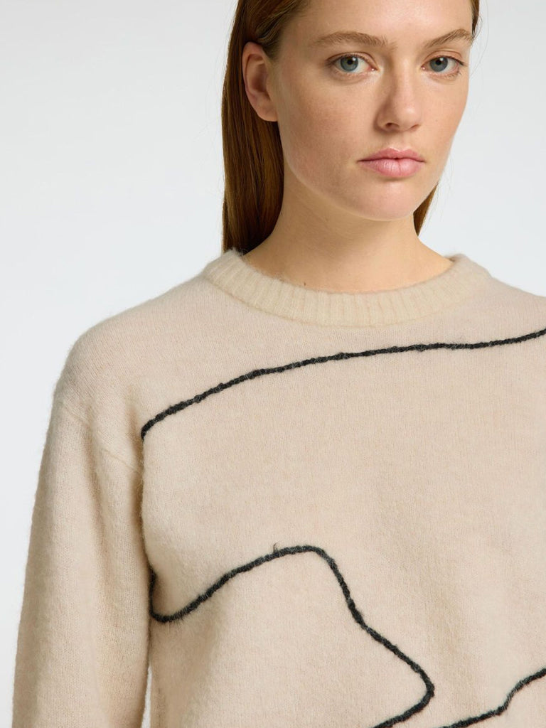 Selected Femme Abstract Sweater in Birch Black