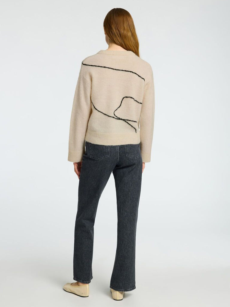 Selected Femme Abstract Sweater in Birch Black