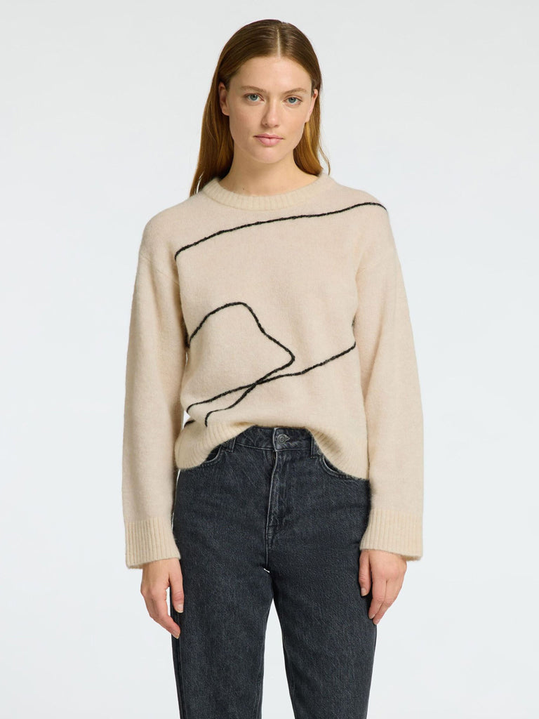 Selected Femme Abstract Sweater in Birch Black