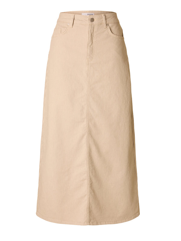 Selected Femme Alba Column Skirt in Beige Ecru