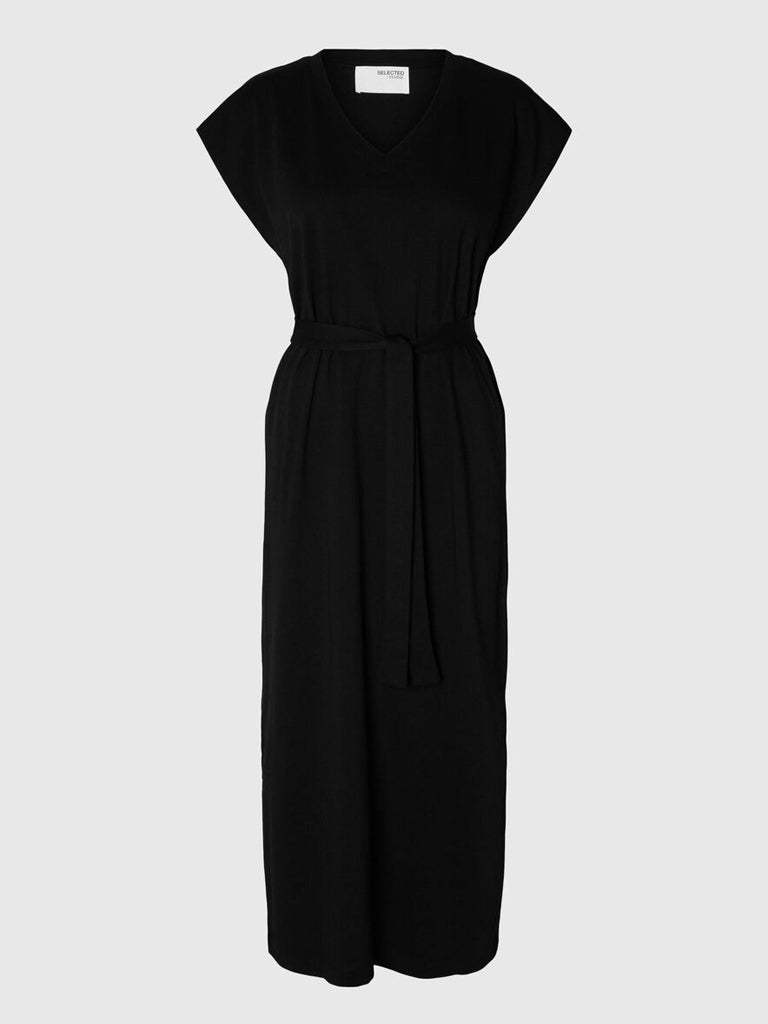 Selected Femme Essential Jersey Ankle Dress in Black