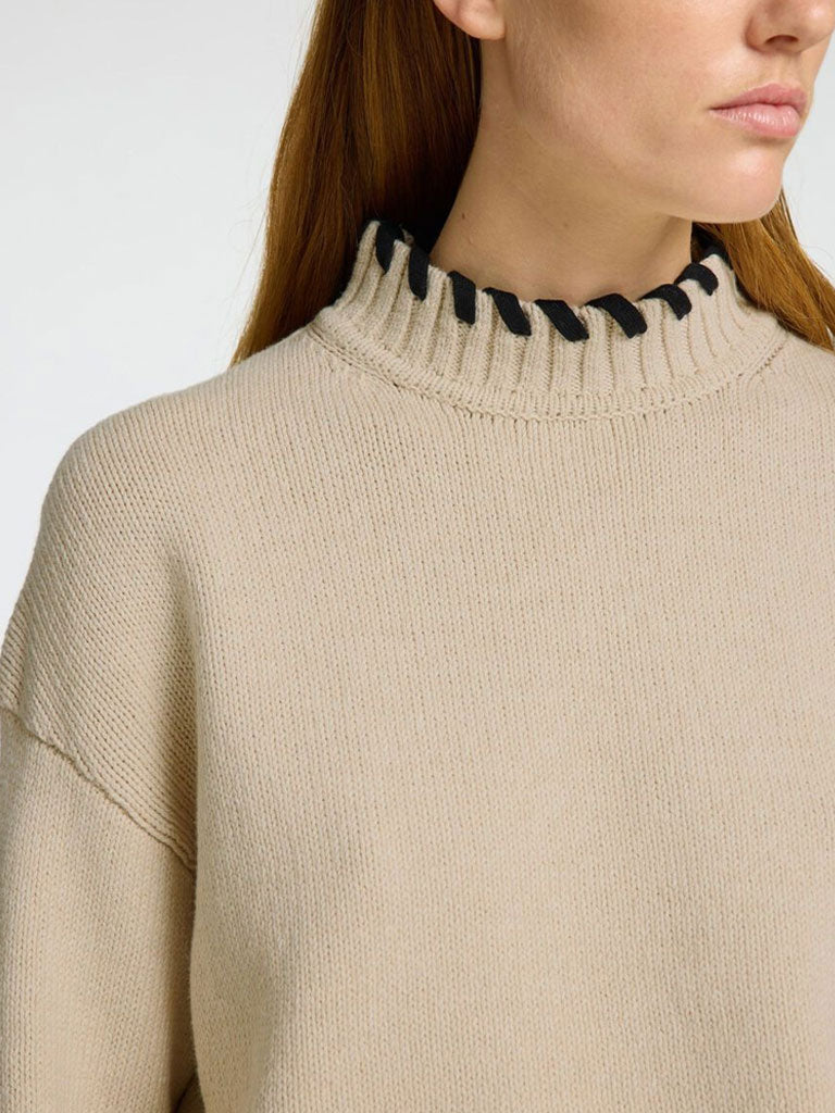 Selected Femme Jilli High Neck Sweater in Birch Black