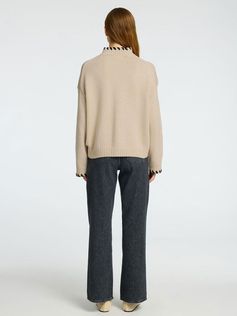 Selected Femme Jilli High Neck Sweater in Birch Black