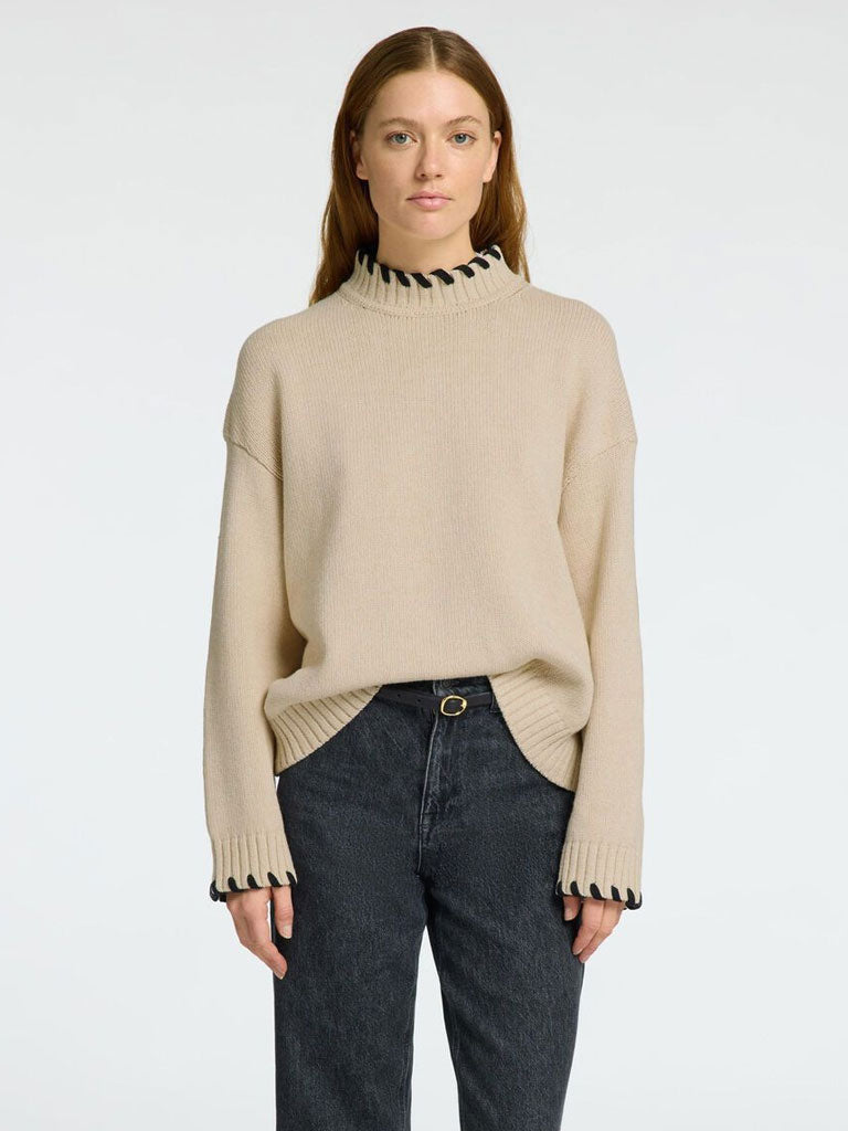 Selected Femme Jilli High Neck Sweater in Birch Black