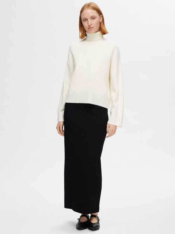 Selected Femme Kamma Roll Neck Knit in Birch Kalamata