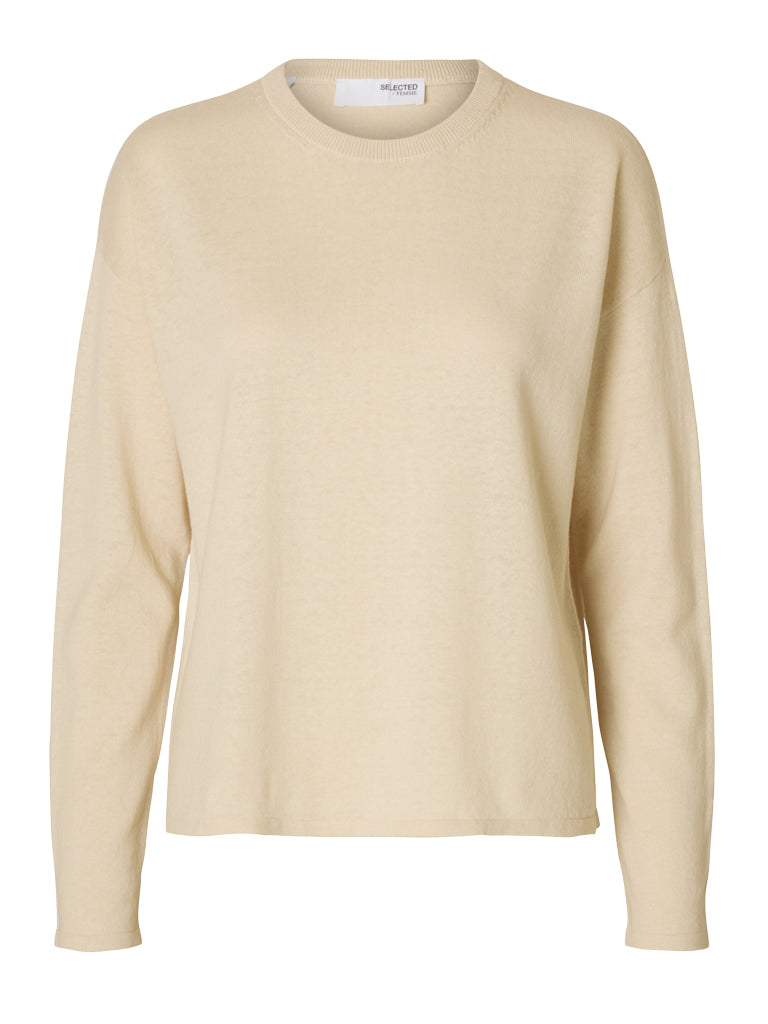 Selected Femme Laura O Neck Sweater in Birch