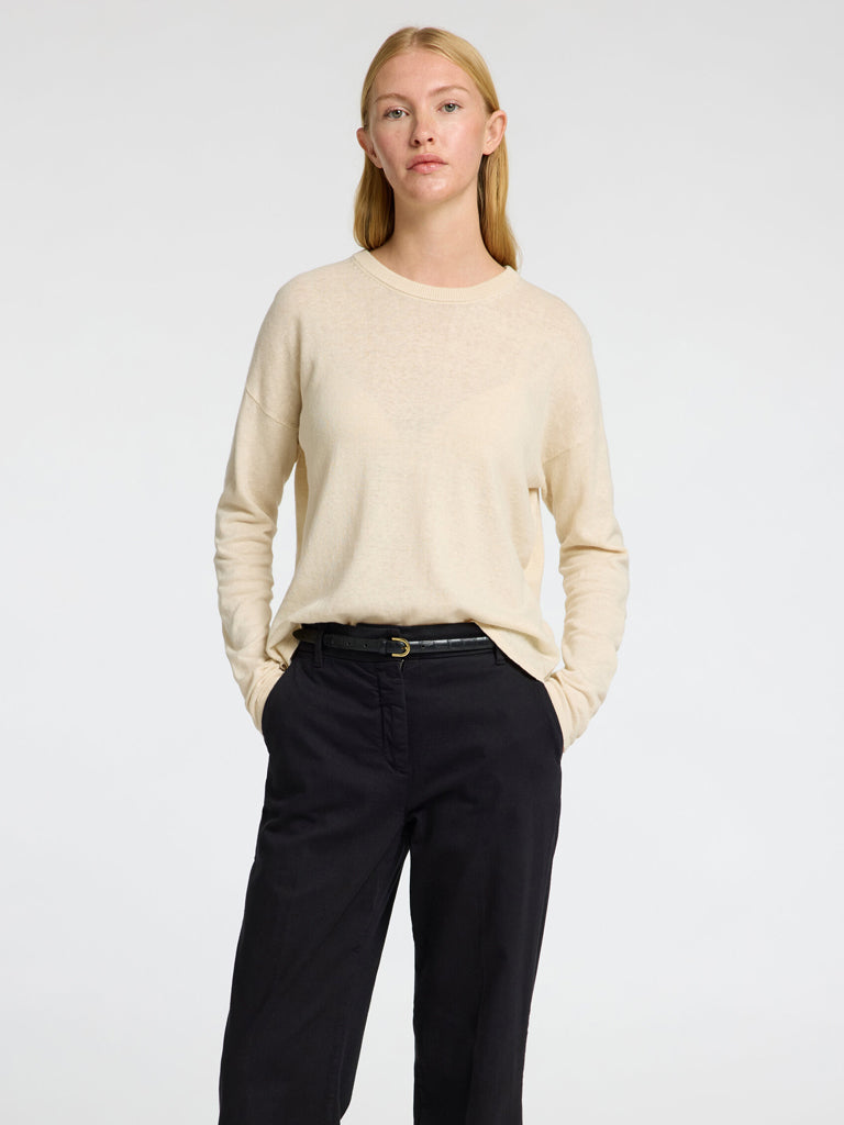 Selected Femme Laura O Neck Sweater in Birch