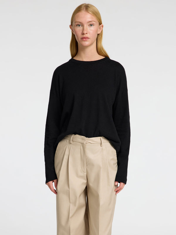 Selected Femme Laura O Neck Sweater in Black