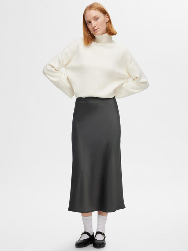 Selected Femme Lena Midi Skirt in Volcanic ash