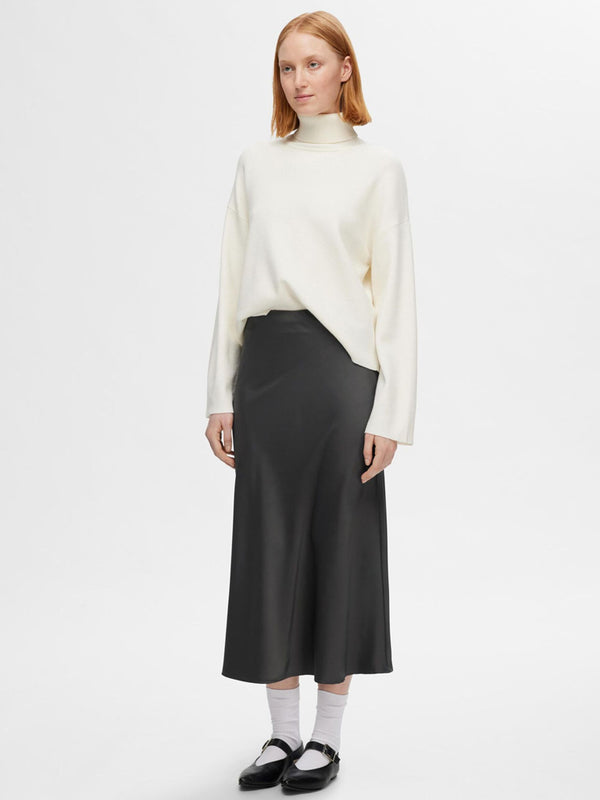 Selected Femme Lena Midi Skirt in Volcanic ash