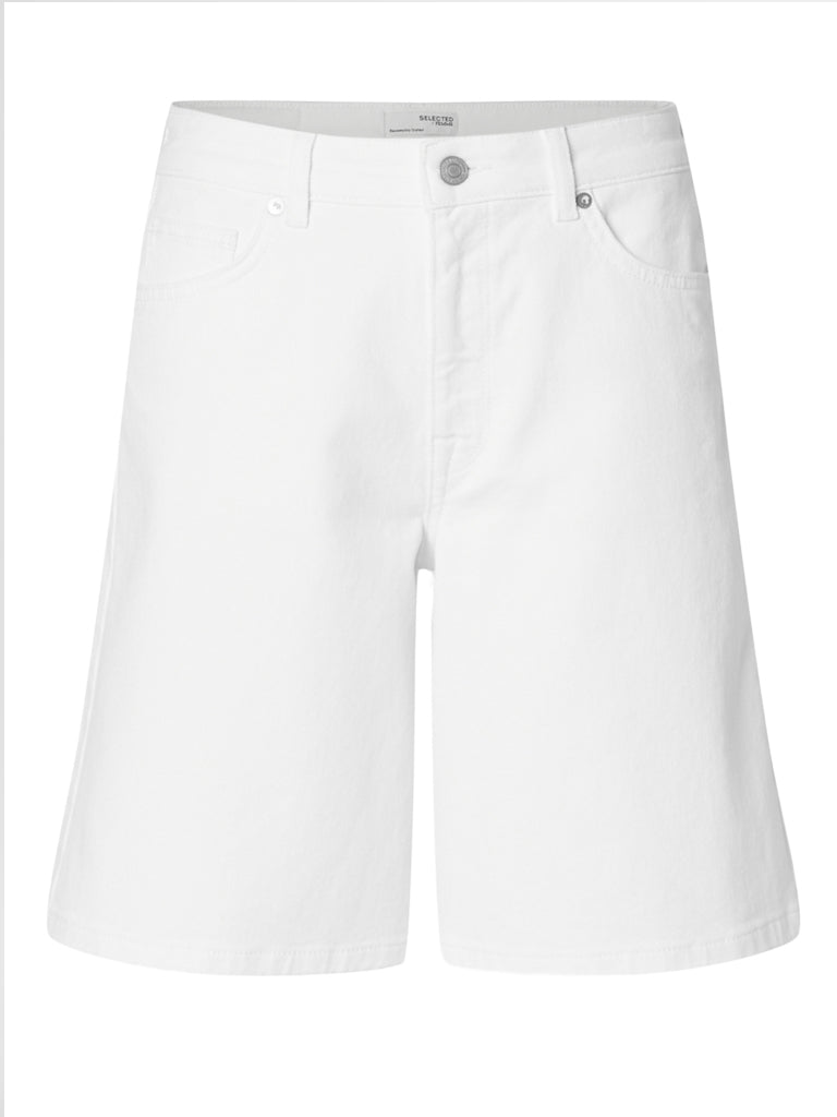 Selected Femme Lexia Denim Shorts in Snow White