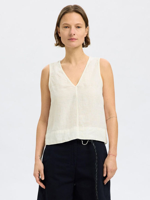 Selected Femme Linna Top in Snow White