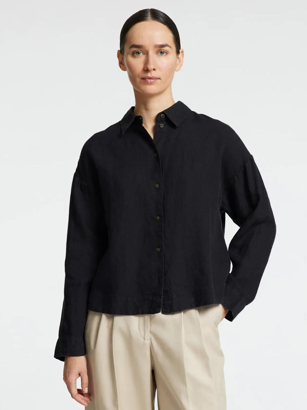 Selected Femme Linnie Linen Shirt in Black