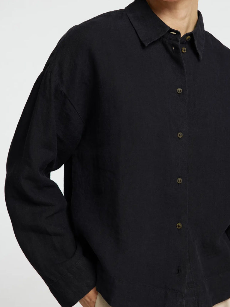 Selected Femme Linnie Linen Shirt in Black