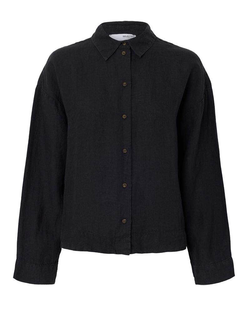 Selected Femme Linnie Linen Shirt in Black