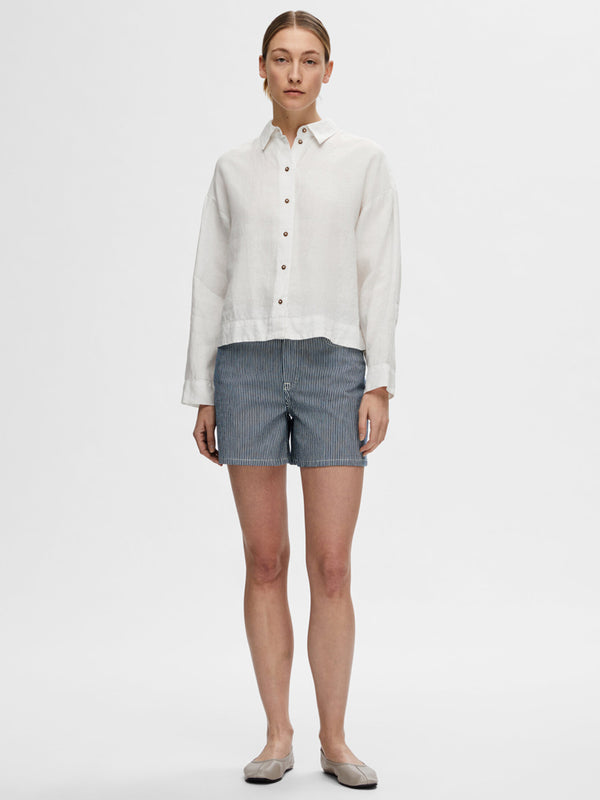 Selected Femme Linnie Linen Shirt in White