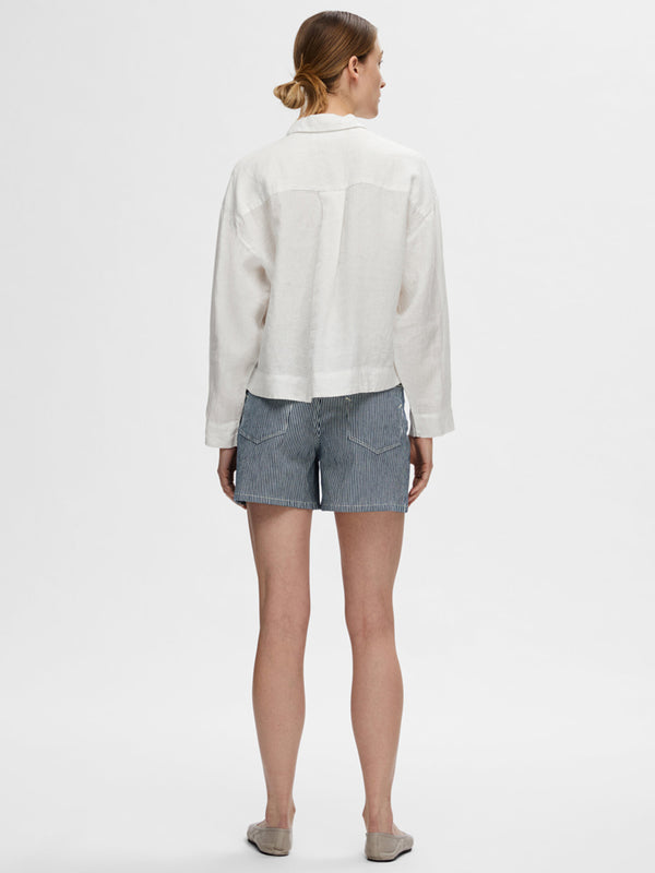 Selected Femme Linnie Linen Shirt in White